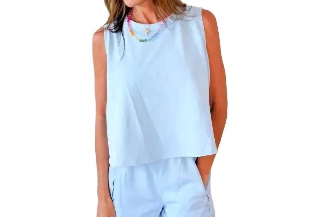 NEW POPPY & PINE women's flowy tank top in powder blue